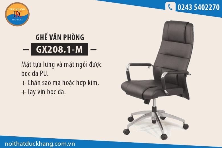 Ghế xoay 190 GX208.1-M cao cấp bọc da, giá hơn 2 triệu đồng