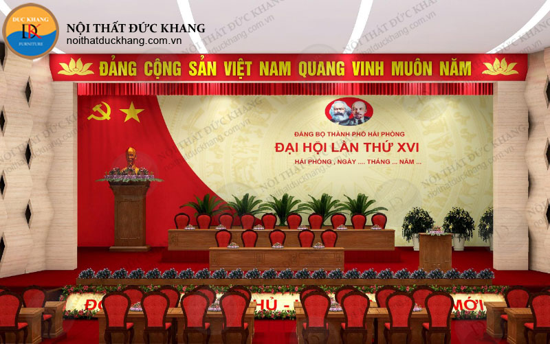 Thiết kế tiêu âm hội trường đẹp, hiện đại tại Đảng Bộ Thành Phố Hải Phòng