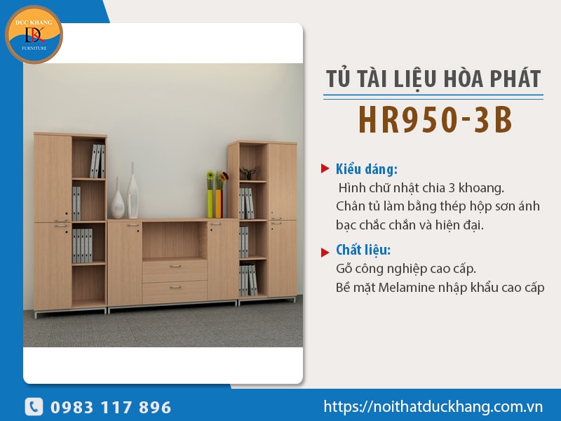 Tủ tài liệu gỗ HÒA PHÁT HR950-3B