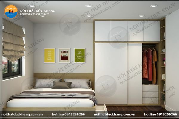 Tủ quần áo cửa lùa 2 cánh hiện đại, tiện lợi