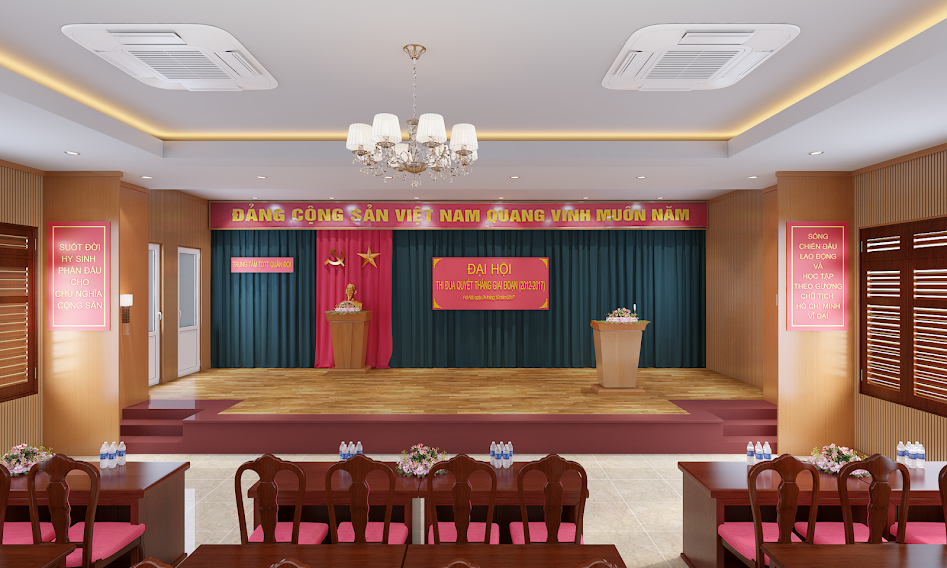 Thiết kế hội trường diện tích 190m2 tại Trung tâm TDTT Quân đội Thiết kế hội trường diện tích 190m2 tại Trung tâm TDTT Quân đội