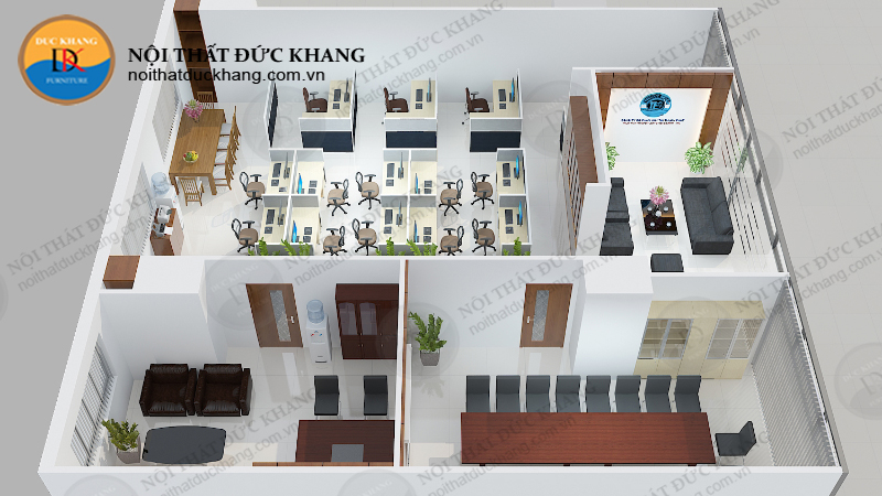 Thiết kế nội thất quầy lễ tân sang trọng và hiện đại tại công ty cổ phần Tâm Thành Phát