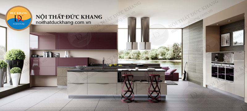 Thiết kế nội thất phòng bếp hiện đại dành cho căn hộ villa