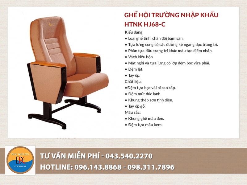 Ghế hội trường nhập khẩu HTNK HJ68-C