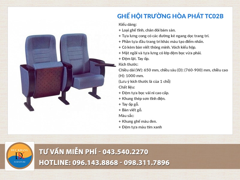 Ghế hội trường Hòa Phát TC02B