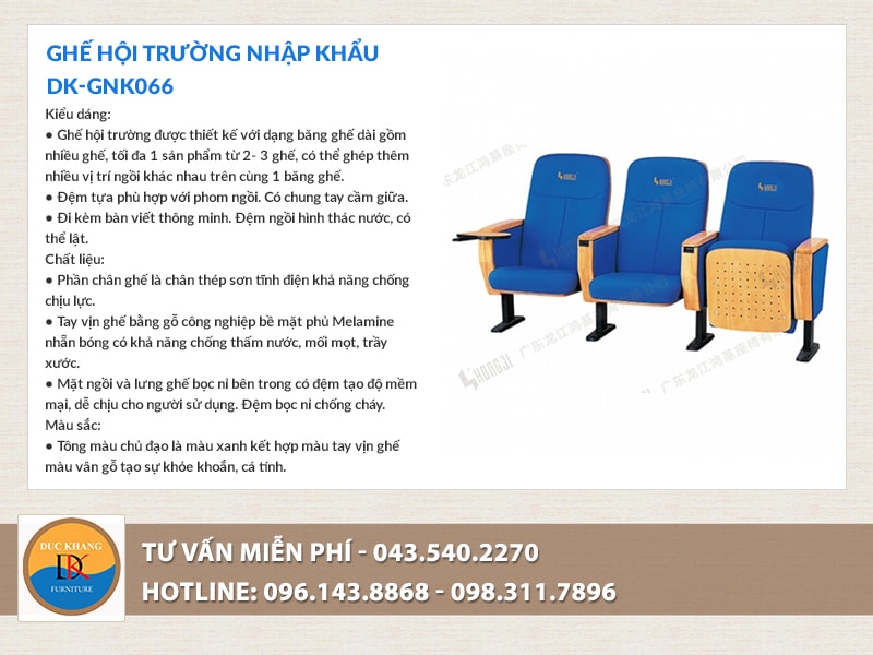 Ghế hội trường nhập khẩu DK GNK066