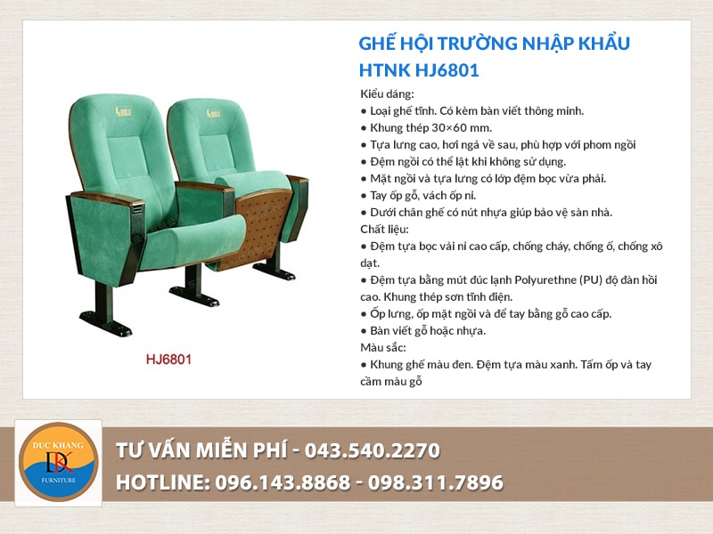 Ghế hội trường nhập khẩu HTNK HJ6801