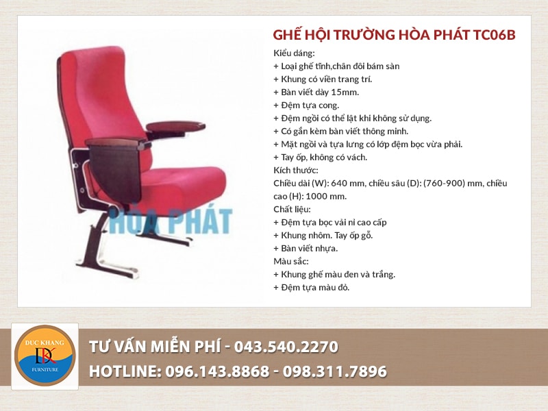 Ghế hội trường Hòa Phát TC06B 