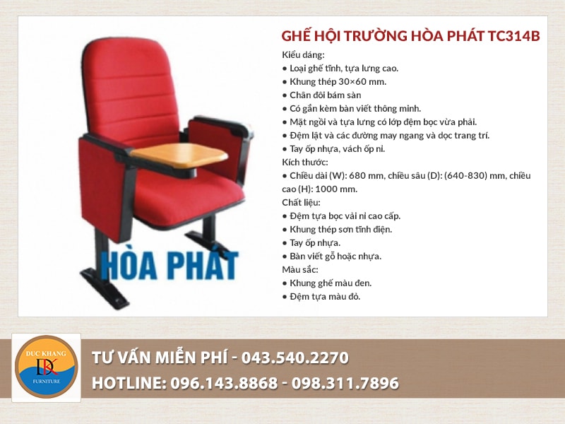 Ghế hội trường Hòa Phát TC314B