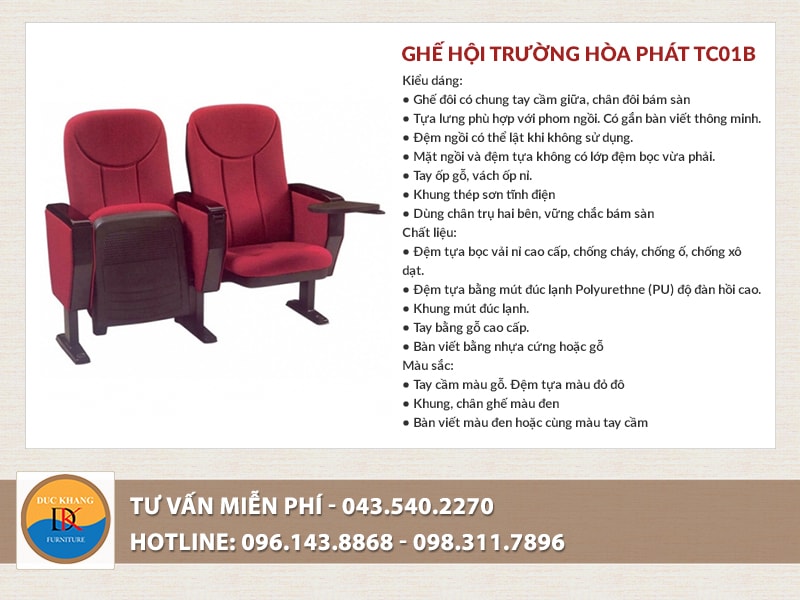 Ghế hội trường Hòa Phát TC01B