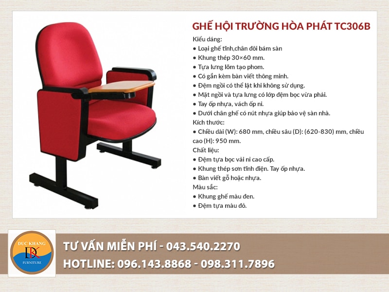 Ghế hội trường Hòa Phát TC306B