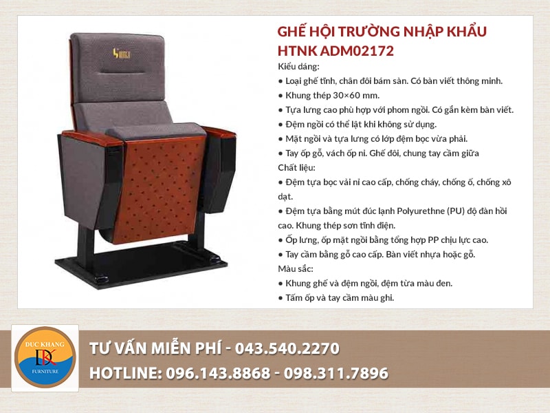 Ghế hội trường nhập khẩu HTNK ADM02172