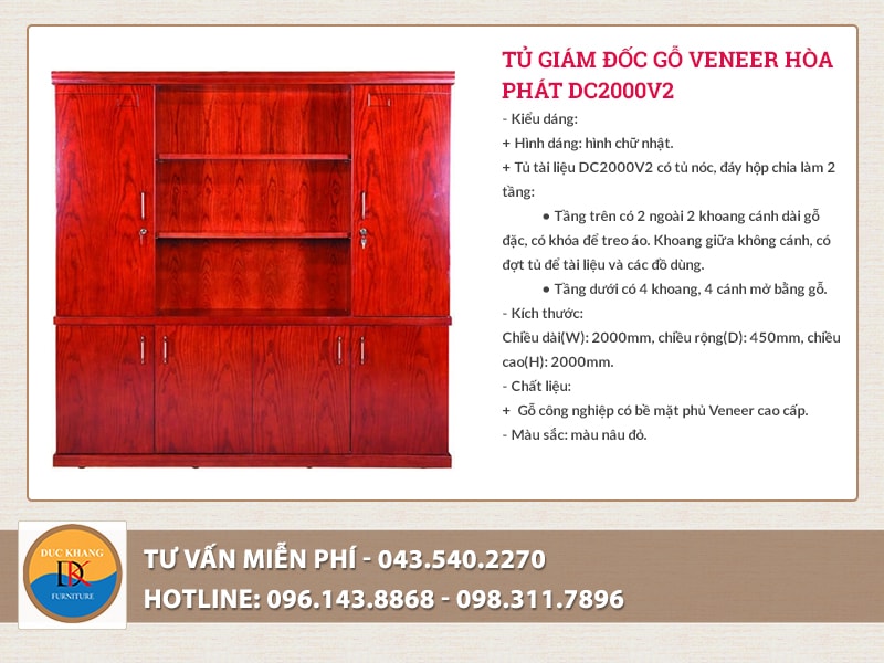 Bạn có thể lựa chọn tủ giám đốc Hòa Phát DC2000V2 cho phòng giám đốc mệnh Thổ