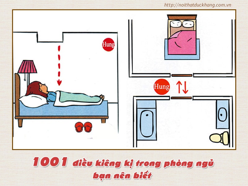 Giường ngủ không đối diện cửa, không nằm dưới xà ngang