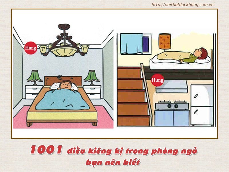 Phía trên giường ngủ không nên mắc đèn treo, giường ngủ kiêng đặt trên bếp nấu