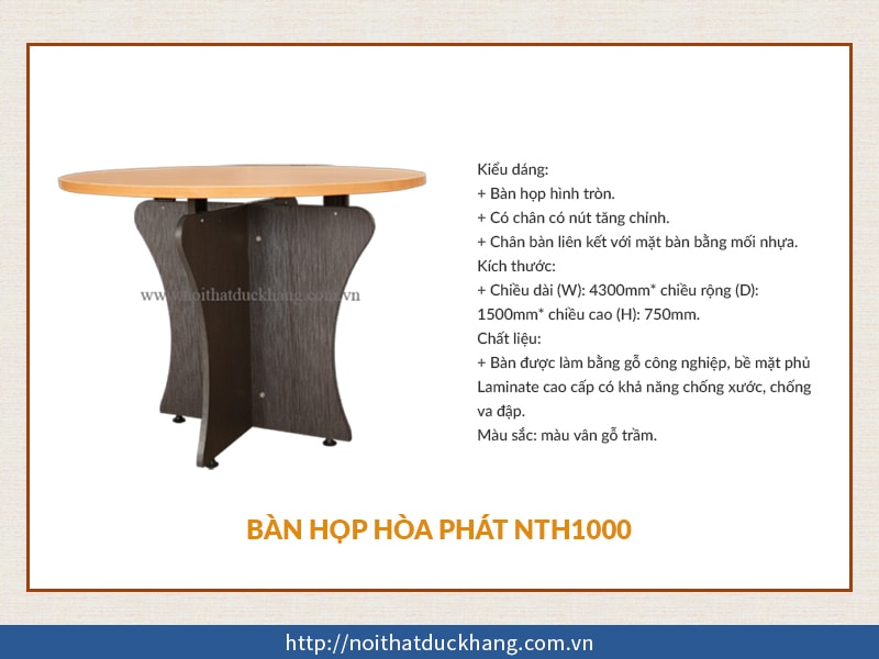 Bàn họp Hòa Phát giá rẻ NTH1000 có 2 tông màu tạo sự ấm áp thân thiện cho không gian