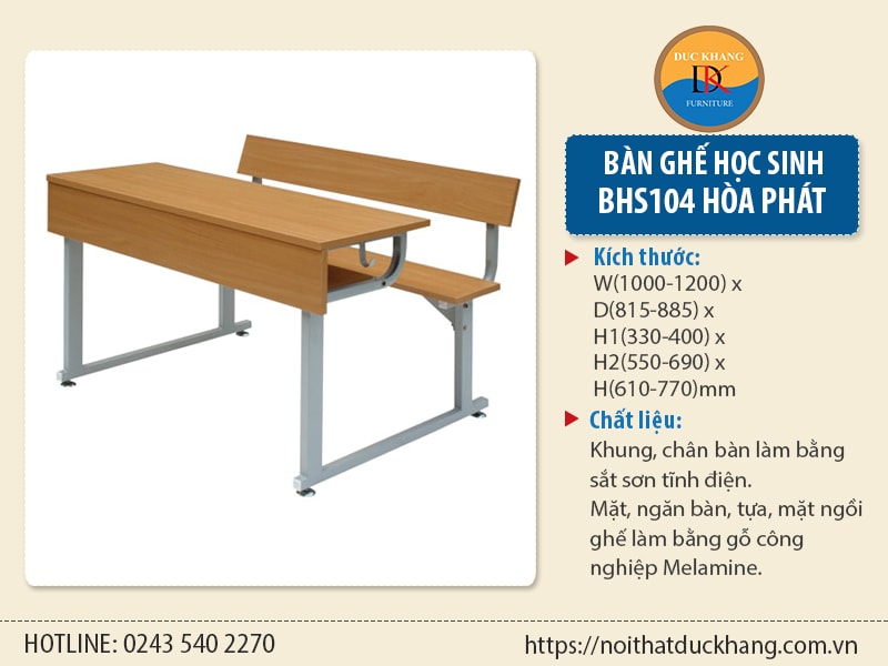 Bàn ghế học sinh BHS104 Hòa Phát