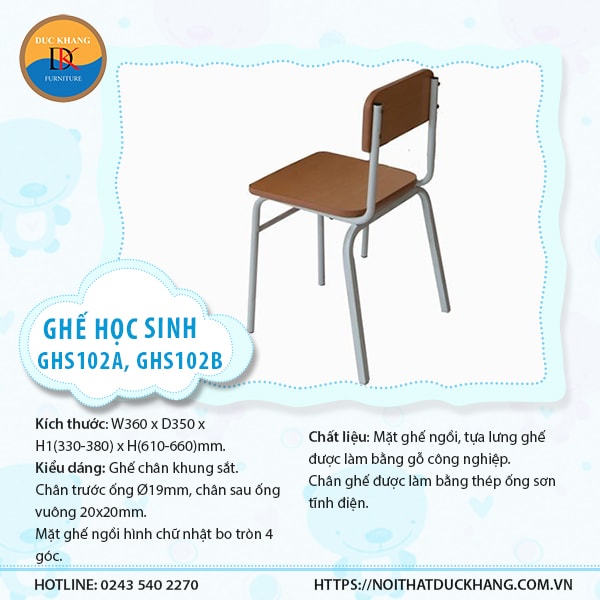 Ghế học sinh GHS102A,GHS102B