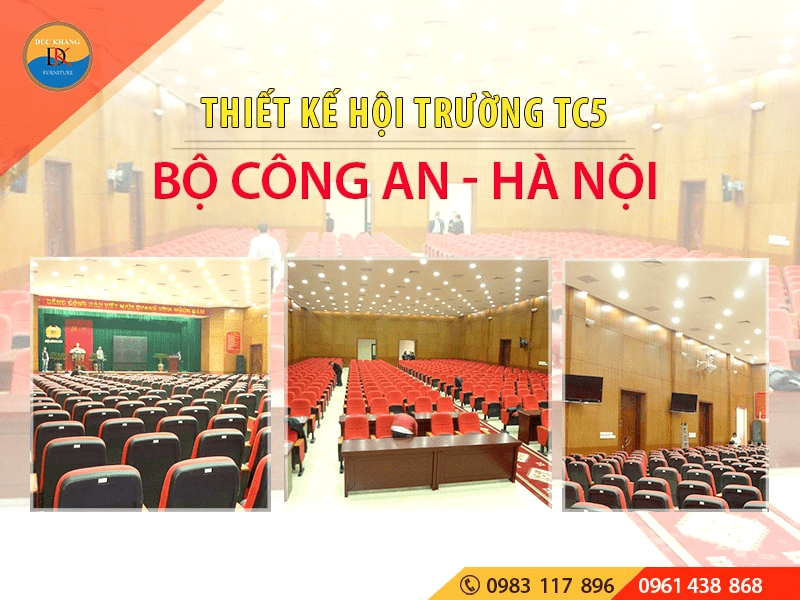 Thiết kế nội thất hội trường TC5 Bộ Công an Hà Nội