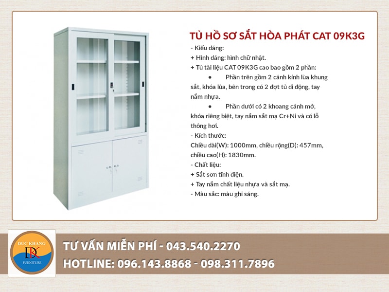 Tủ tài liệu sắt Hòa Phát CAT 09K3G 