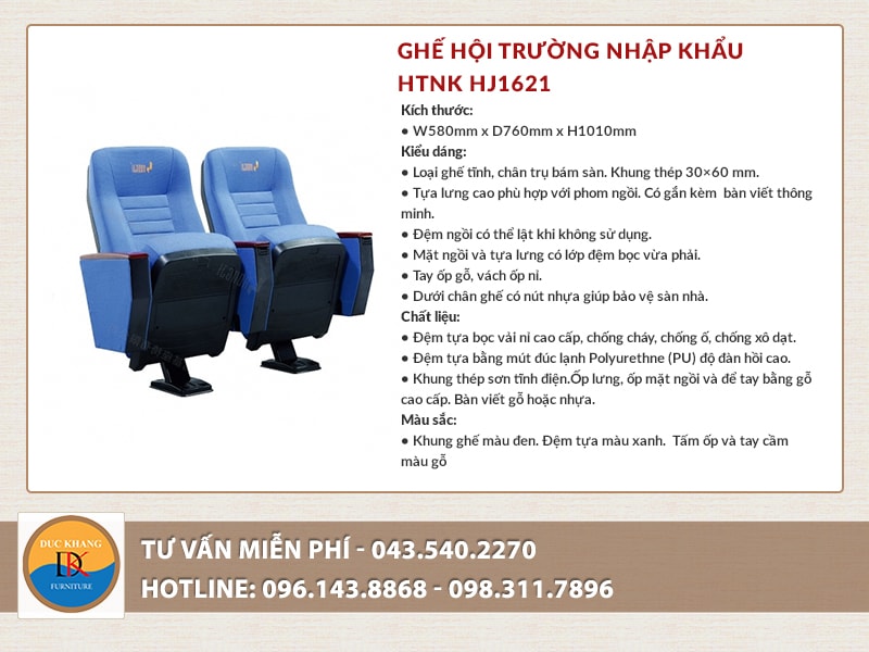 Ghế hội trường nhập khẩu HTNK HJ1621