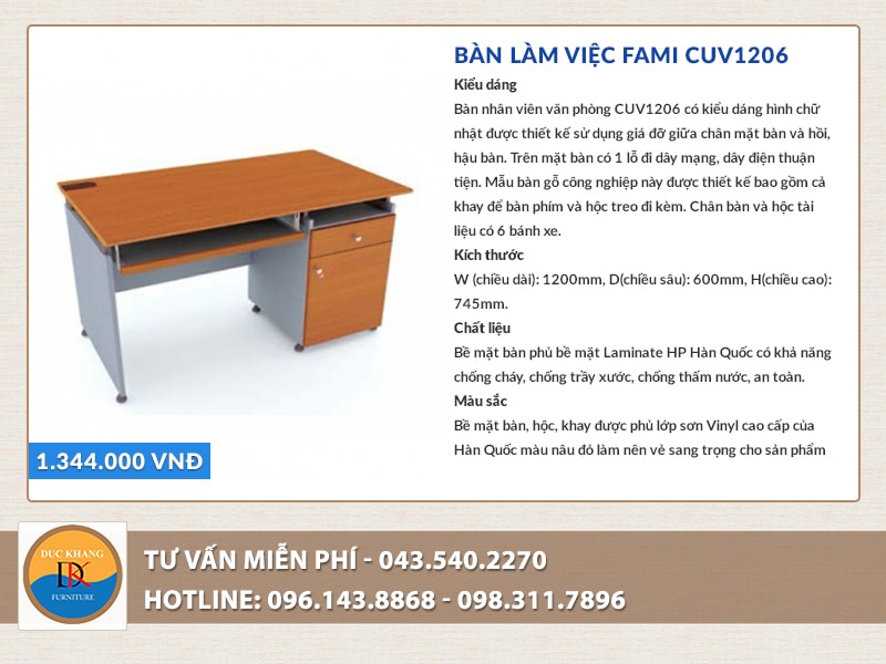 Bàn làm việc Fami CUV1206