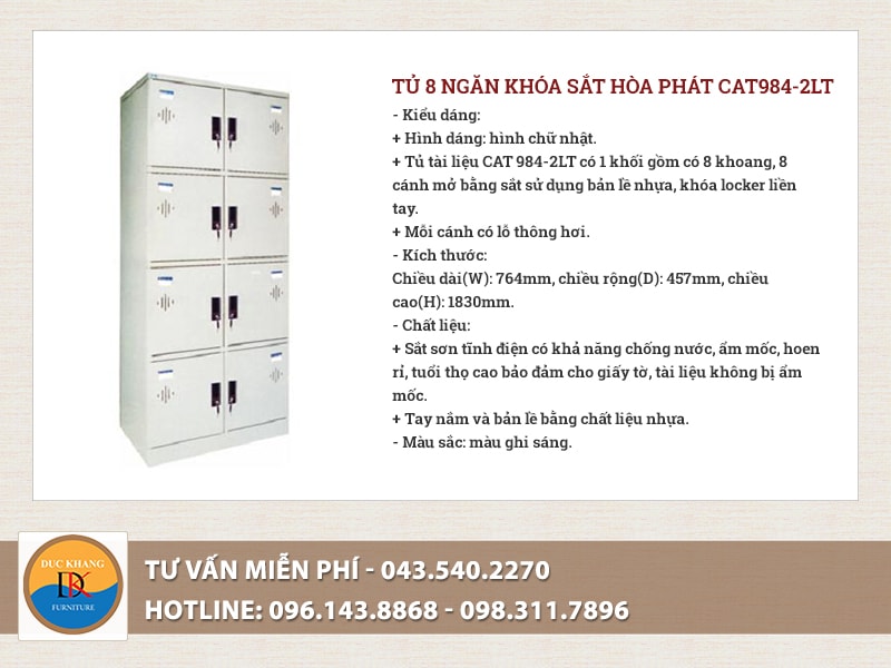 Tủ sắt 8 ngăn Hòa Phát CAT984-2LT