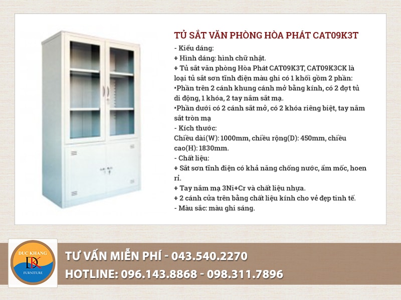 Tủ sắt văn phòng Hòa Phát CAT09K3T