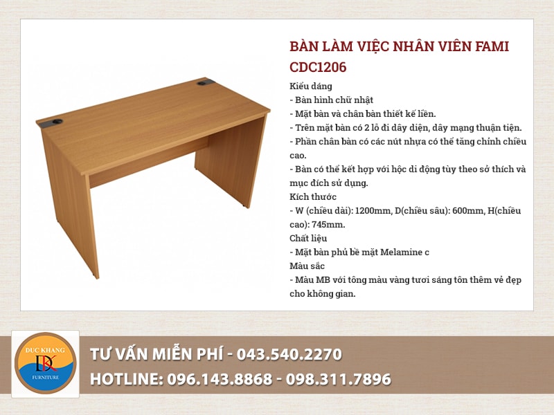 Bàn làm việc nhân viên Fami CDC1206