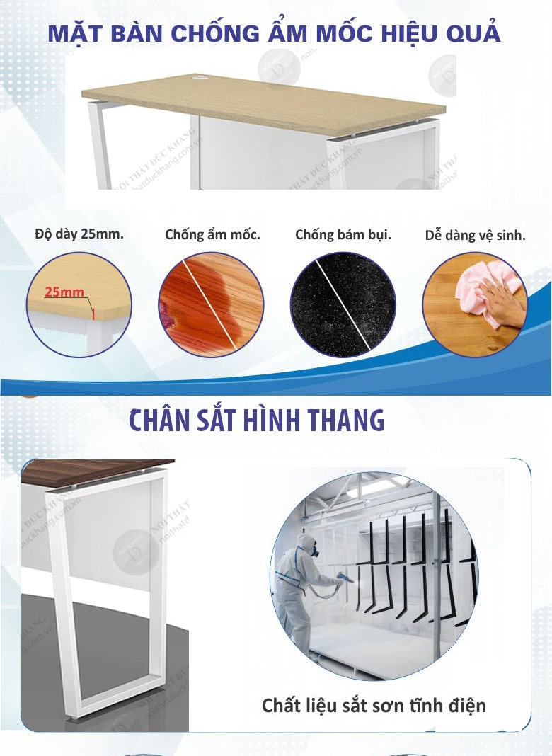 Thiết kế mặt bàn và chân bàn của bàn làm việc IRHT106