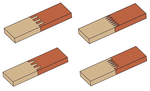 Các thanh gỗ được ghép với nhau theo dạng ngón tay ( Finger)