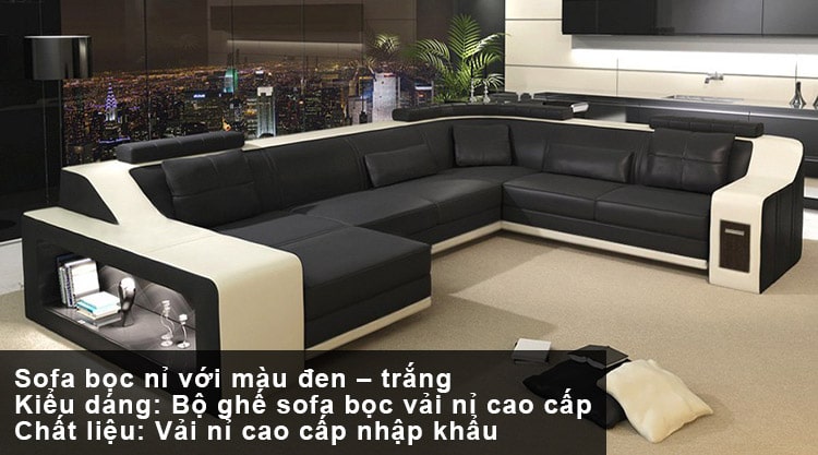 Sofa bọc nỉ với màu đen – trắng hiện đại và đẳng cấp cho tuổi Canh Thân 1980