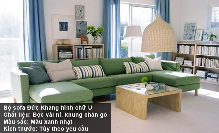 Ghế Sofa chữ L màu xanh lá cây tuổi Canh Thân 1980