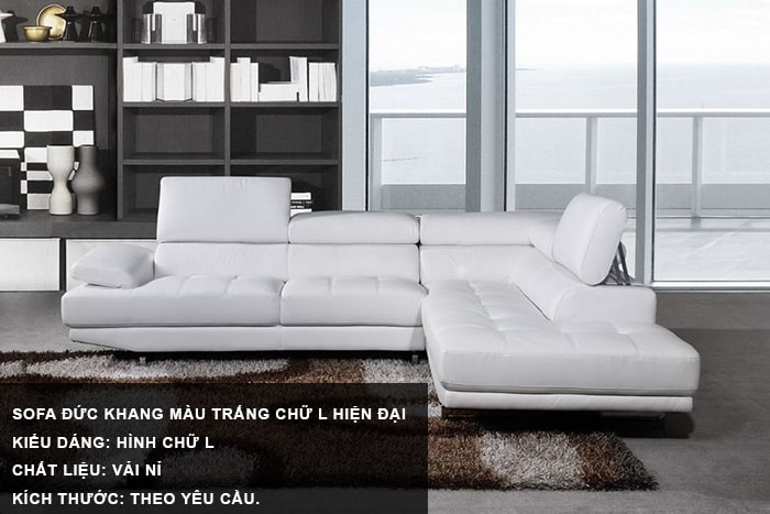 Sofa trắng chữ L hiện đại, sang trọng hợp tuổi Nhâm Tuất 1982