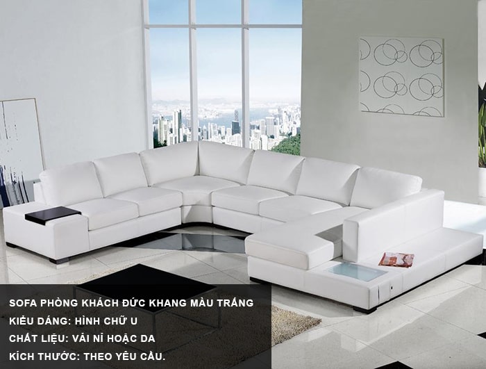 Sofa trắng chữ U tinh tế, thanh lịch hợp tuổi Nhâm Tuất 1982