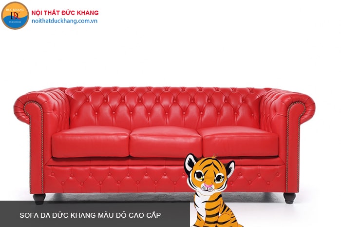 Sofa da Đức Khang màu đỏ cao cấp hợp tuổi Bính Dần 1986