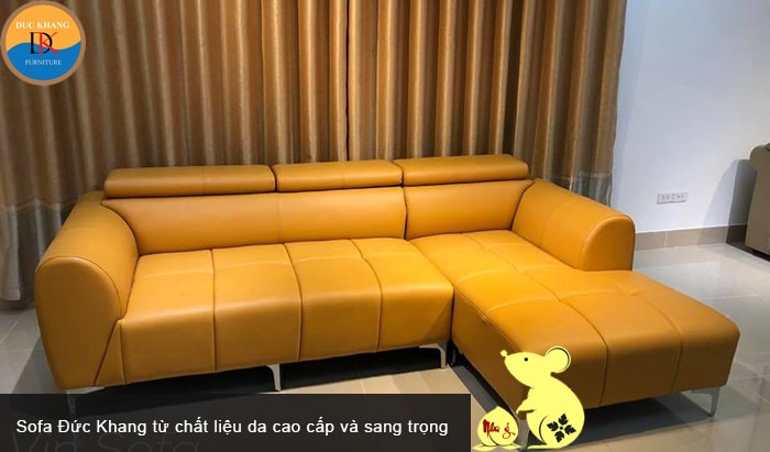 Sofa vàng làm từ chất liệu da cao cấp và sang trọng hợp tuổi Giáp Tý 1984