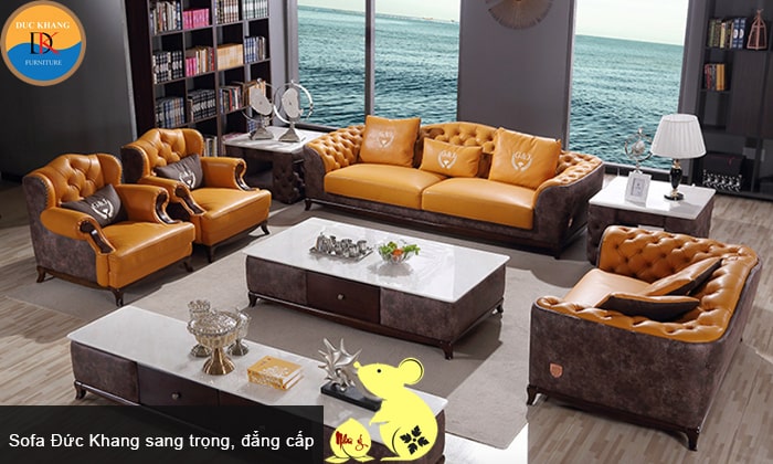 Sofa da màu vàng chữ U đẳng cấp hợp tuổi Giáp Tý 1984