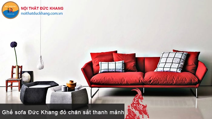 Ghế sofa đỏ chân sắt thanh mảnh hợp phong thủy tuổi Tân Mùi 1991 Ghế sofa đỏ chân sắt thanh mảnh hợp phong thủy tuổi Tân Mùi 1991