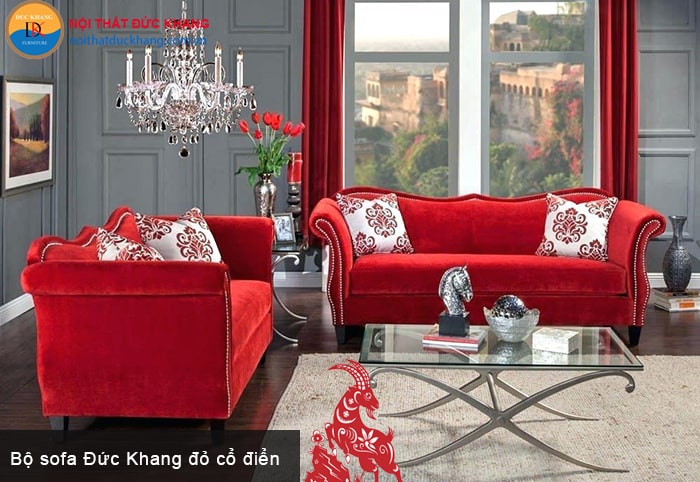 Bộ sofa đỏ cổ điển hợp phong thủy tuổi Tân Mùi 1991 Bộ sofa đỏ cổ điển hợp phong thủy tuổi Tân Mùi 1991