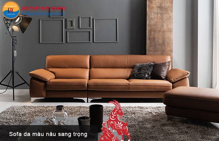 Sofa da màu nâu sang trọng hợp phong thủy tuổi Tân Mùi 1991