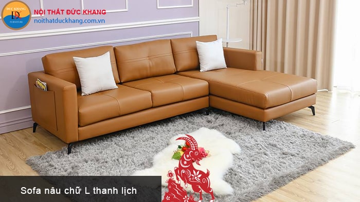 Sofa nâu chữ L thanh lịch hợp phong thủy tuổi Tân Mùi 1991