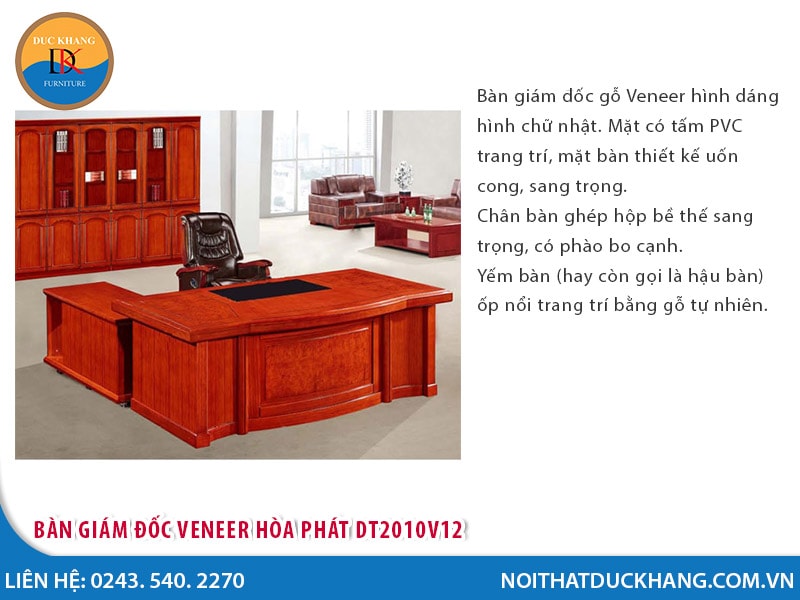 Bàn làm việc giám đốc Hòa Phát DT2010V12