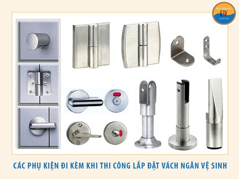 Các phụ kiện đi kèm khi thi công lắp đặt vách ngăn vệ sinh