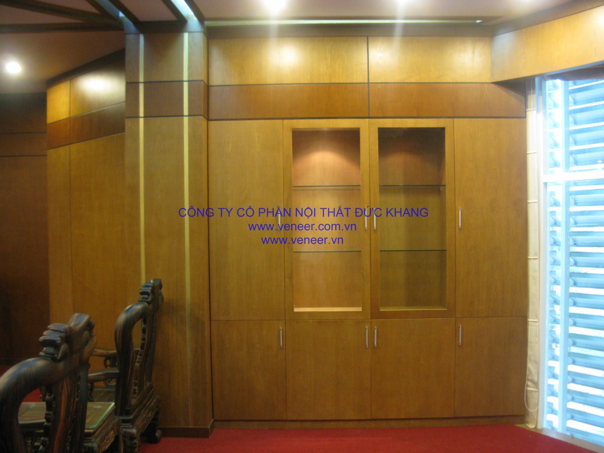 Hệ tường ốp gỗ veneer phòng khánh tiết bộ quốc phòng