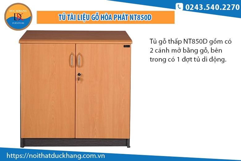 Tủ tài liệu gỗ Hòa Phát NT850D cánh mở