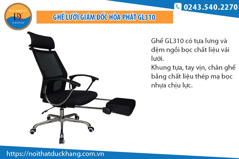 Mẫu ghế lưới giám đốc cao cấp Hòa Phát GL310