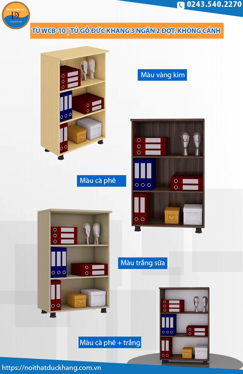 Tủ tài liệu gỗ Wody WCB-10 không cánh tiện lợi