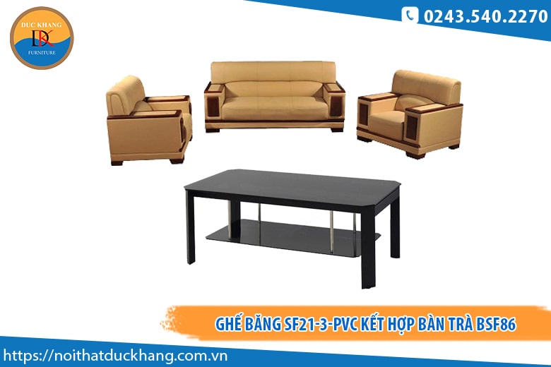 Ghế băng SF21-3-PVC kết hợp bàn trà BSF86