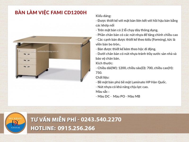 Bàn làm việc Fami CD1200H